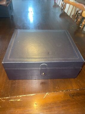 Leather Jewelry/Accessory Storage Box - Dark Brown